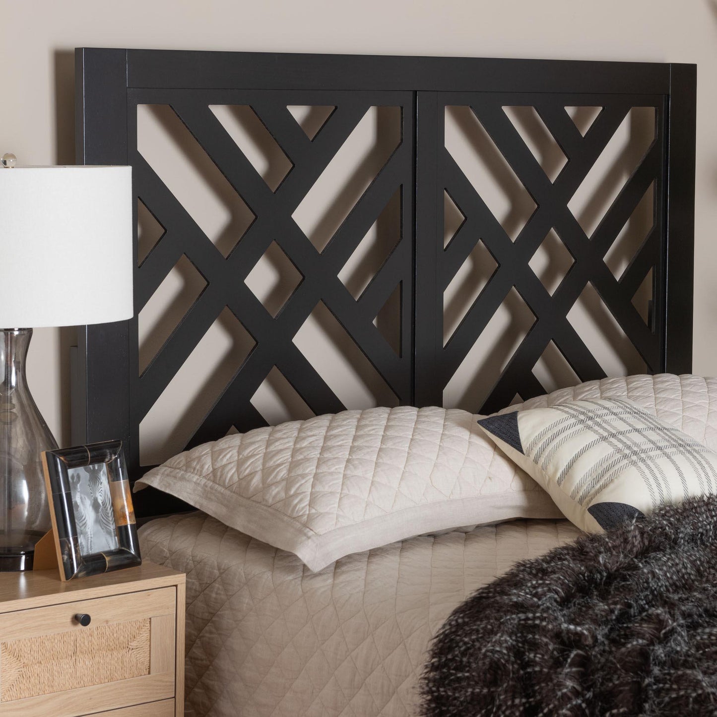 Baxton Studio Aliya Modern Dark Brown Finished Wood Queen Size Headboard FredCo