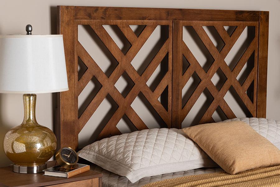 Baxton Studio Aliya Modern Walnut Brown Finished Wood Queen Size Headboard FredCo