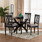 Baxton Studio April Modern Grey Fabric and Dark Brown Finished Wood 5-Piece Dining Set FredCo