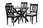 Baxton Studio April Modern Grey Fabric and Dark Brown Finished Wood 5-Piece Dining Set FredCo