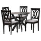 Baxton Studio April Modern Grey Fabric and Dark Brown Finished Wood 5-Piece Dining Set FredCo