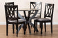 Baxton Studio April Modern Grey Fabric and Dark Brown Finished Wood 5-Piece Dining Set FredCo