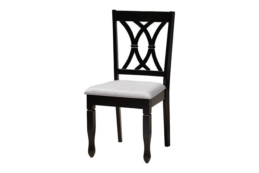 Baxton Studio April Modern Grey Fabric and Dark Brown Finished Wood 5-Piece Dining Set FredCo