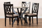 Baxton Studio April Modern Sand Fabric and Dark Brown Finished Wood 5-Piece Dining Set FredCo
