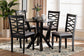 Baxton Studio Ariane Modern Grey Fabric and Dark Brown Finished Wood 5-Piece Dining Set FredCo