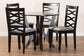 Baxton Studio Ariane Modern Grey Fabric and Dark Brown Finished Wood 5-Piece Dining Set FredCo