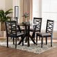 Baxton Studio Ariane Modern Grey Fabric and Dark Brown Finished Wood 5-Piece Dining Set FredCo