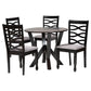 Baxton Studio Ariane Modern Grey Fabric and Dark Brown Finished Wood 5-Piece Dining Set FredCo
