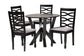 Baxton Studio Ariane Modern Grey Fabric and Dark Brown Finished Wood 5-Piece Dining Set FredCo
