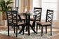 Baxton Studio Ariane Modern Sand Fabric and Dark Brown Finished Wood 5-Piece Dining Set FredCo
