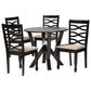 Baxton Studio Ariane Modern Sand Fabric and Dark Brown Finished Wood 5-Piece Dining Set FredCo