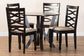 Baxton Studio Ariane Modern Sand Fabric and Dark Brown Finished Wood 5-Piece Dining Set FredCo