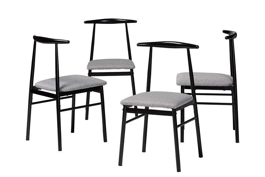 Baxton Studio Arnold Modern Industrial Grey Fabric and Metal Dining Chair FredCo