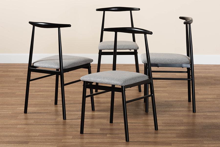 Baxton Studio Arnold Modern Industrial Grey Fabric and Metal Dining Chair FredCo