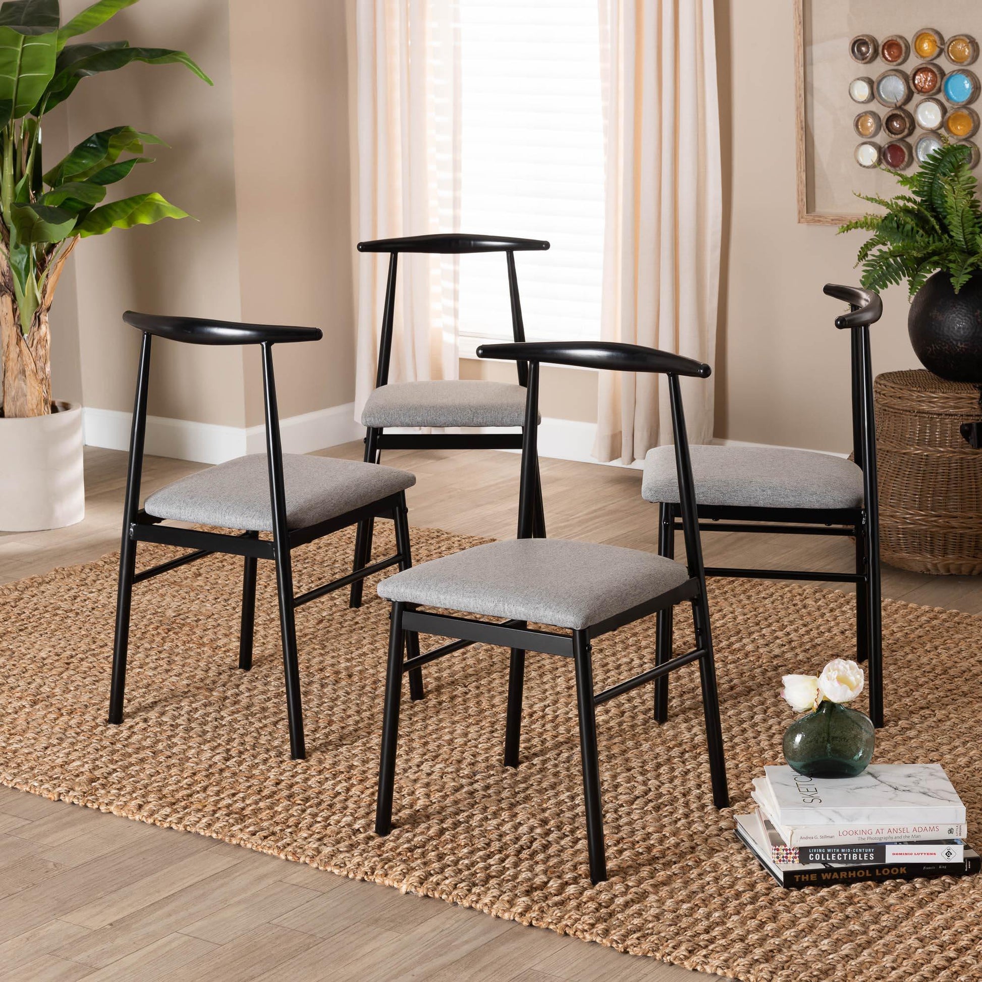 Baxton Studio Arnold Modern Industrial Grey Fabric and Metal Dining Chair FredCo