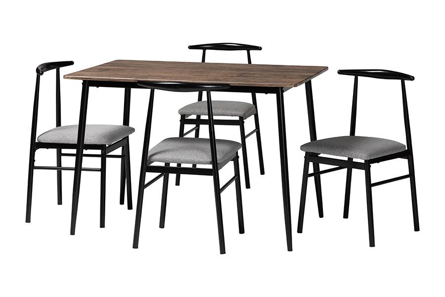 Baxton Studio Arnold Modern Industrial Grey Fabric and Metal Dining Set FredCo