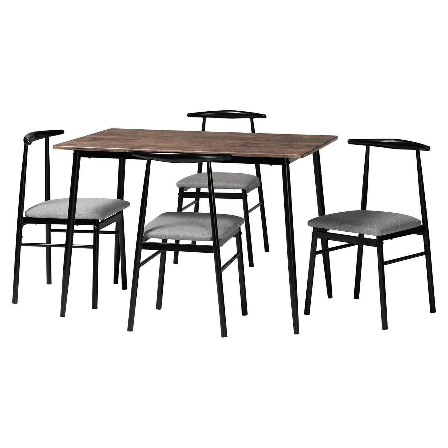 Baxton Studio Arnold Modern Industrial Grey Fabric and Metal Dining Set FredCo