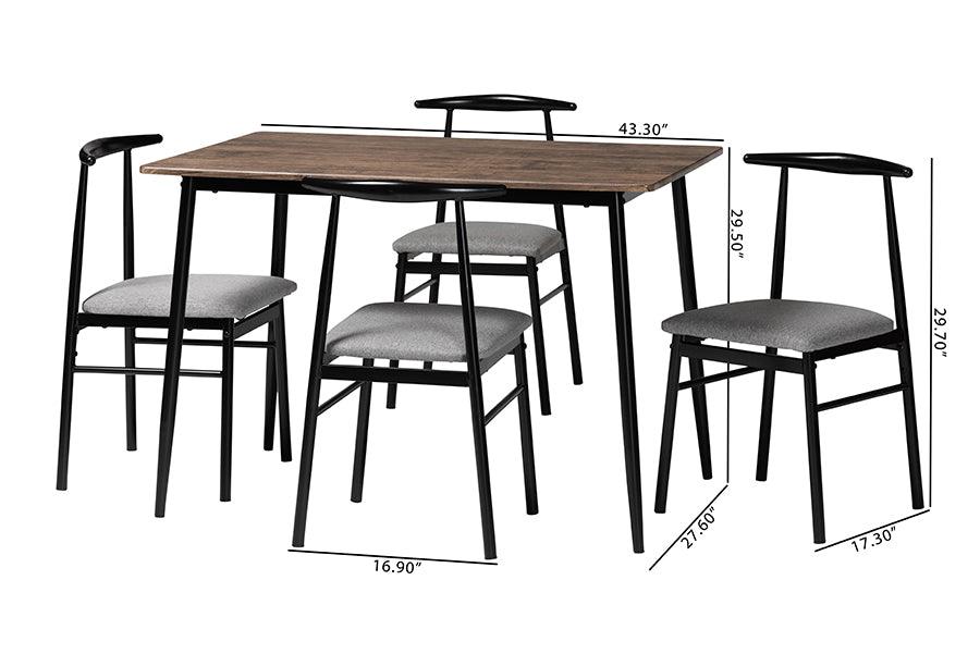 Baxton Studio Arnold Modern Industrial Grey Fabric and Metal Dining Set FredCo