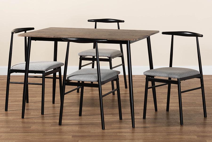 Baxton Studio Arnold Modern Industrial Grey Fabric and Metal Dining Set FredCo