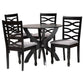 Baxton Studio Aspen Modern Grey Fabric and Dark Brown Finished Wood 5-Piece Dining Set FredCo