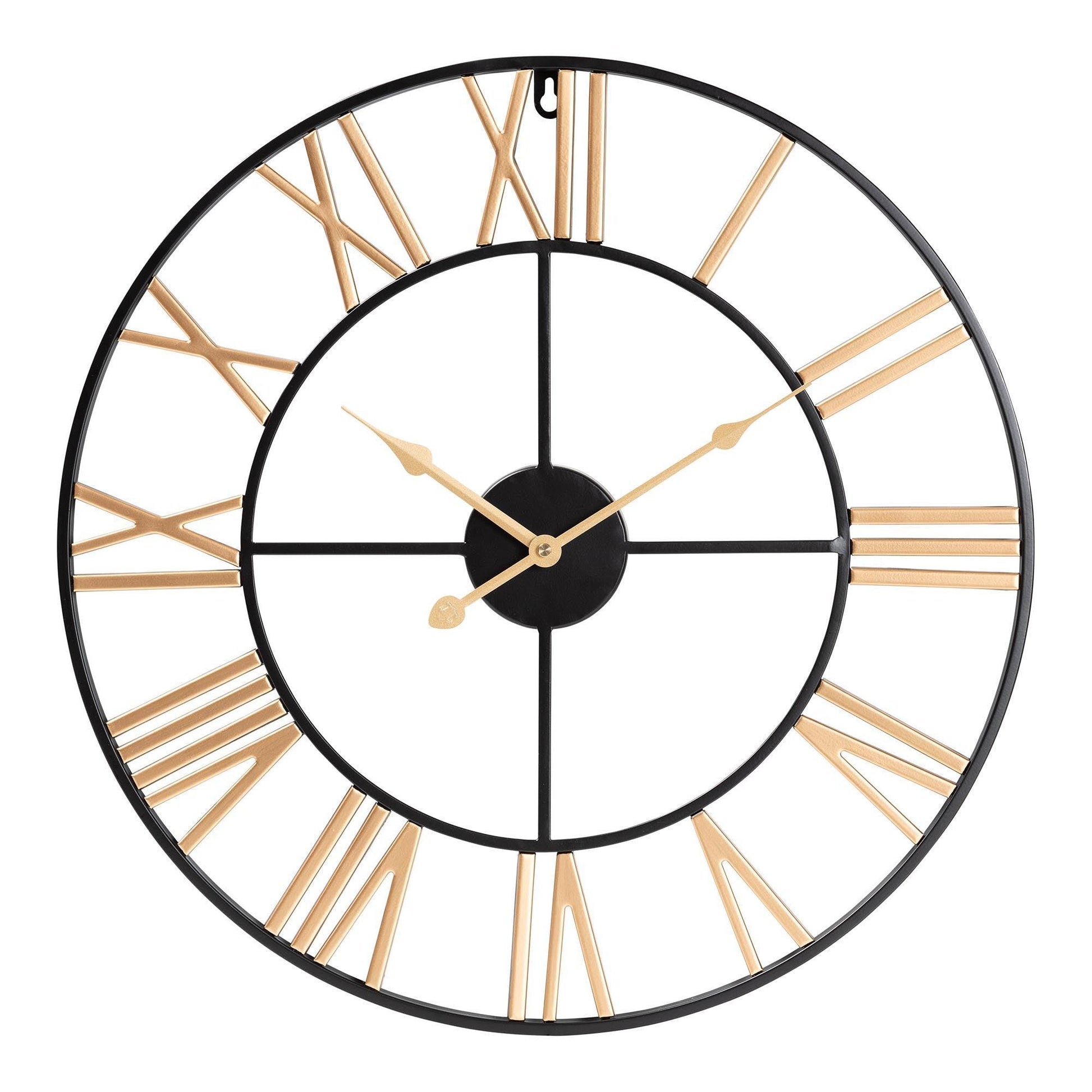 Baxton Studio Auden Modern Industrial Two-Tone Black and Gold Metal Wall Clock FredCo