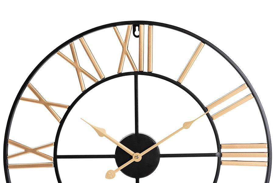 Baxton Studio Auden Modern Industrial Two-Tone Black and Gold Metal Wall Clock FredCo