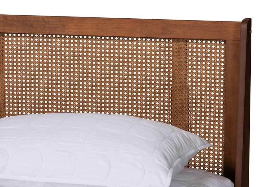 Baxton Studio Aveena Mid-Century Modern Walnut Brown Finished Wood Platform Bed FredCo