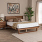 Baxton Studio Aveena Mid-Century Modern Walnut Brown Finished Wood Platform Bed FredCo