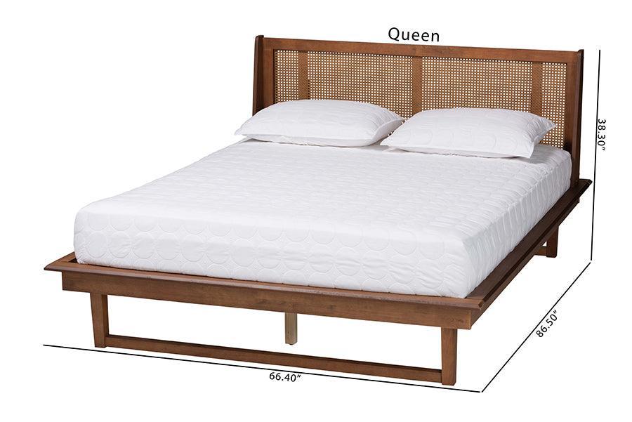Baxton Studio Aveena Mid-Century Modern Walnut Brown Finished Wood Platform Bed FredCo