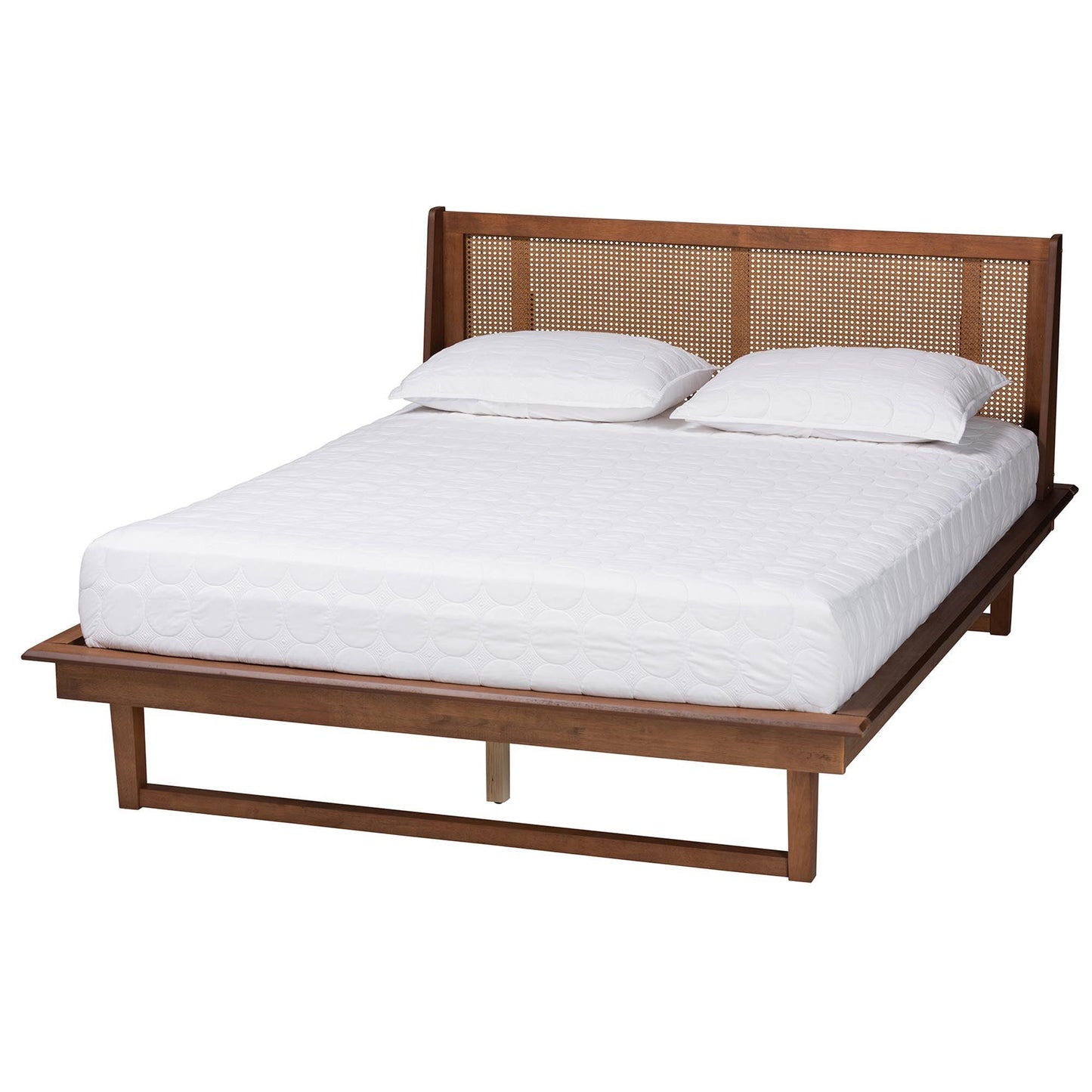 Baxton Studio Aveena Mid-Century Modern Walnut Brown Finished Wood Platform Bed FredCo