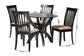 Baxton Studio Bailey Modern Grey Fabric and Dark Brown Finished Wood 5-Piece Dining Set FredCo