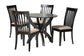 Baxton Studio Bailey Modern Grey Fabric and Dark Brown Finished Wood 5-Piece Dining Set FredCo