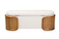 Baxton Studio Basira Japandi Cream Boucle Fabric Storage Bench with Woven Rattan FredCo