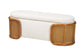 Baxton Studio Basira Japandi Cream Boucle Fabric Storage Bench with Woven Rattan FredCo