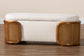 Baxton Studio Basira Japandi Cream Boucle Fabric Storage Bench with Woven Rattan FredCo