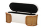 Baxton Studio Basira Japandi Cream Boucle Fabric Storage Bench with Woven Rattan FredCo