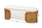 Baxton Studio Basira Japandi Cream Boucle Fabric Storage Bench with Woven Rattan FredCo