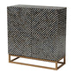 Baxton Studio Belenus Modern Bohemian Two-Tone Black and Grey Mother of Pearl and Gold Metal Storage Cabinet FredCo