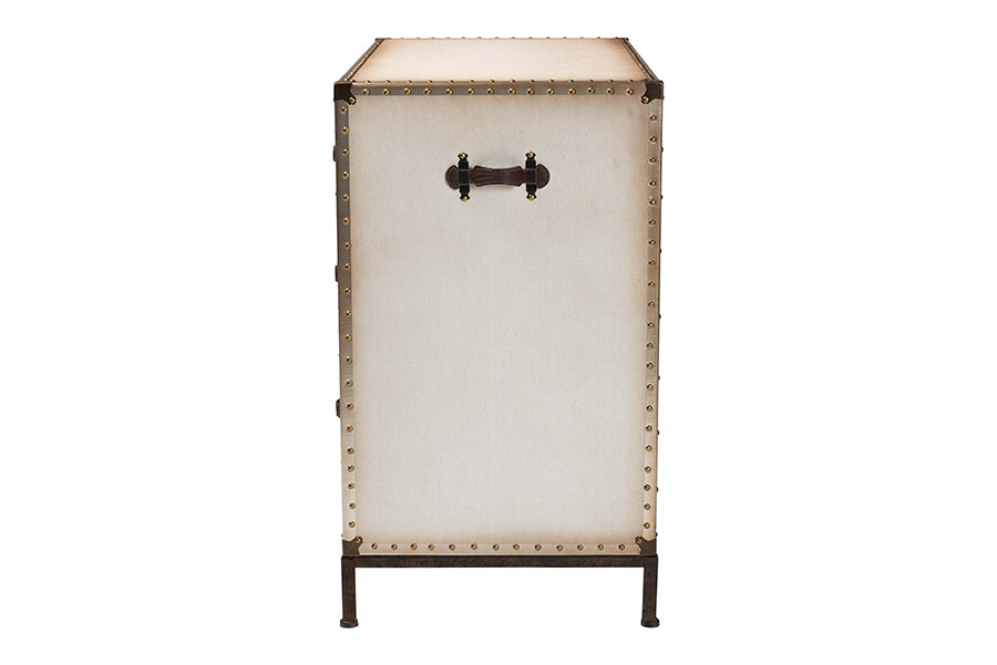Baxton Studio Benton Vintage White Canvas 4-Drawer Storage Cabinet FredCo