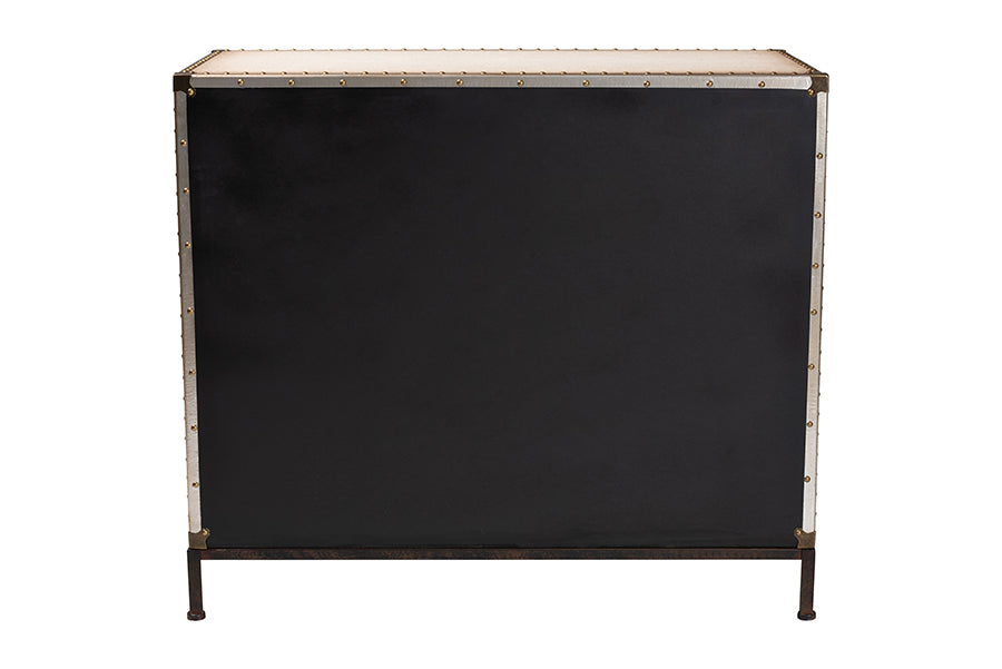 Baxton Studio Benton Vintage White Canvas 4-Drawer Storage Cabinet FredCo