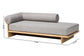Baxton Studio Bertille Left-Arm Chaise Lounge with Solid Wood Base - Minimalist Sofa Daybed with Grey Fabric Cushion and Bolster Pillow for Living Room or Bedroom Decor FredCo