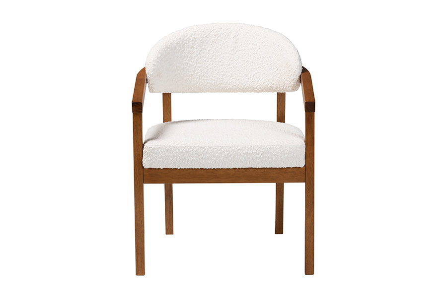 Baxton Studio Biana Boucle Dining Chair - Modern Upholstered Accent Armchair, Cream, Minimalist Design FredCo
