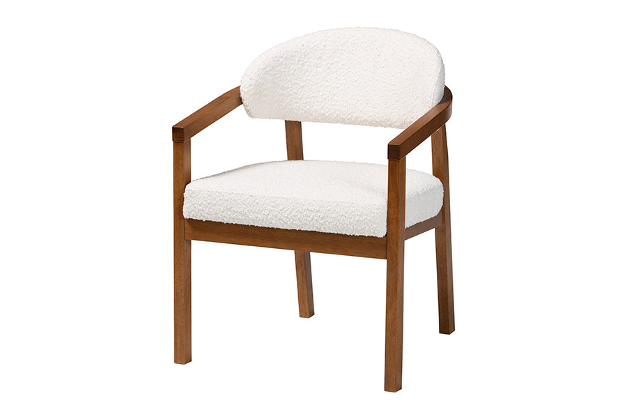 Baxton Studio Biana Boucle Dining Chair - Modern Upholstered Accent Armchair, Cream, Minimalist Design FredCo