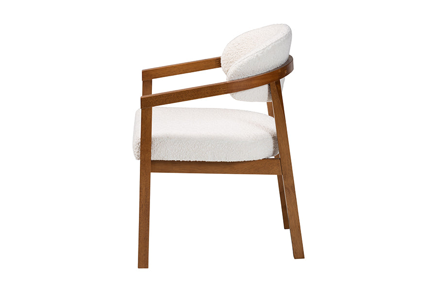 Baxton Studio Biana Boucle Dining Chair - Modern Upholstered Accent Armchair, Cream, Minimalist Design FredCo