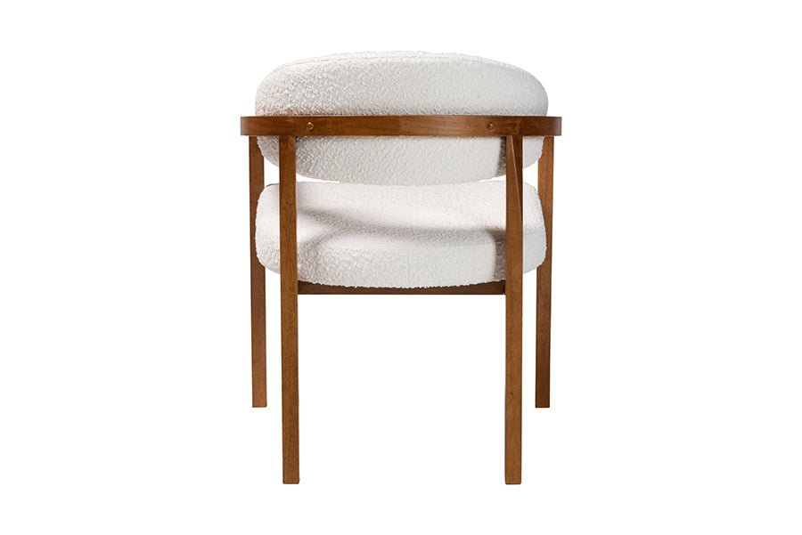 Baxton Studio Biana Boucle Dining Chair - Modern Upholstered Accent Armchair, Cream, Minimalist Design FredCo
