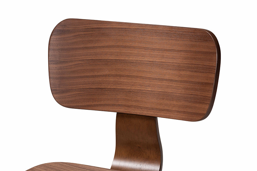 Modern wood chair backrest with curved walnut finish from FredCo International furniture
