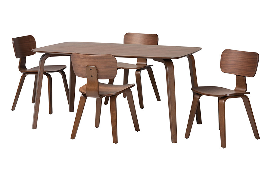 Modern wood dining table set with four matching chairs from FredCo International