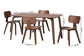 Modern wooden dining table set with four matching chairs and dimensions, FredCo International furniture