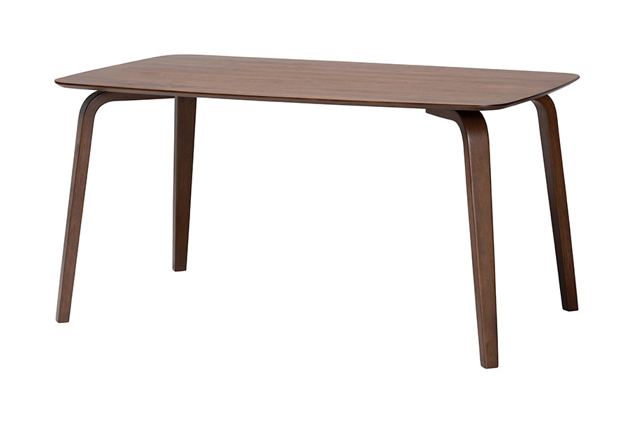 Modern rectangular wooden dining table with curved legs, FredCo International furniture