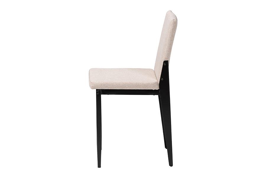 Baxton Studio Bishop Industrial Beige Fabric and Metal Dining Chair FredCo
